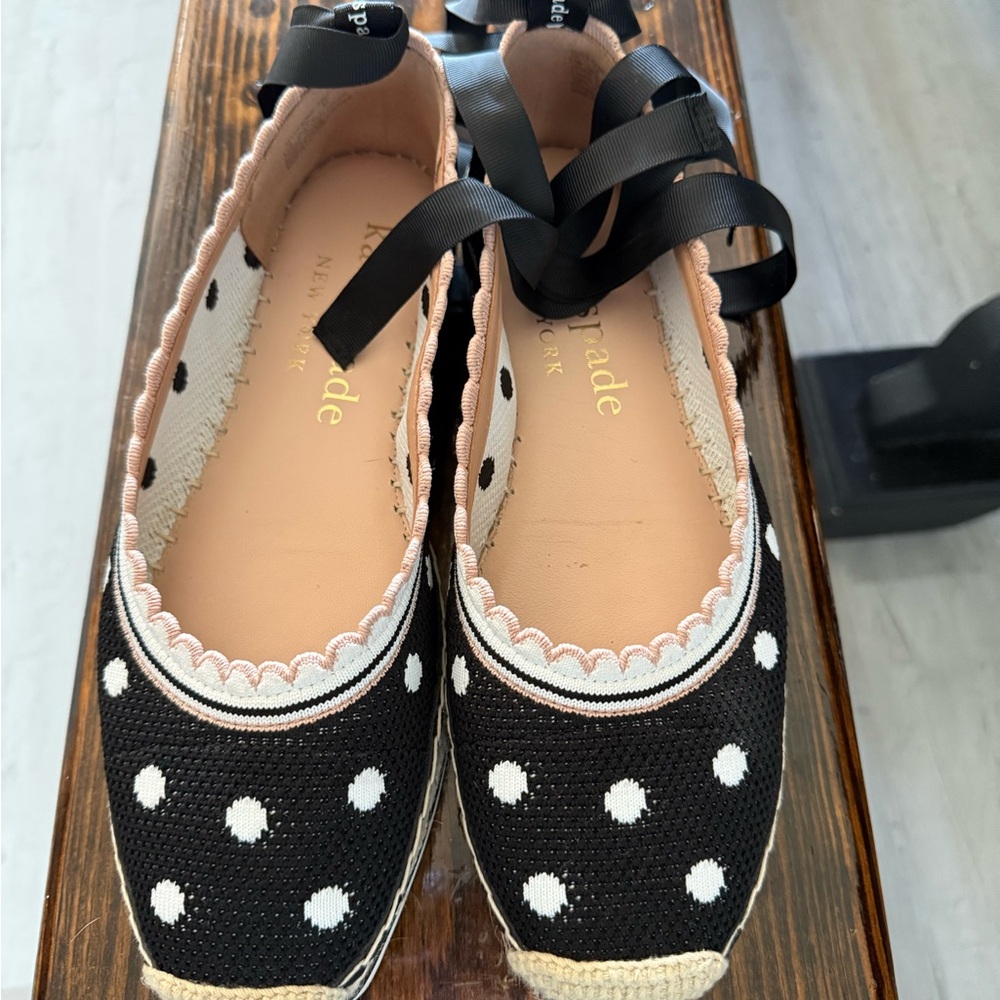 Kate Spade Black and White Polka Dot Espadrilles